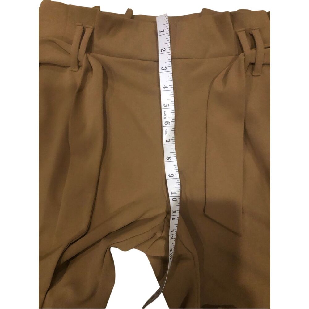 INC International Concepts camel color high waist paper bag self tie belt size 8 - Picture 9 of 13